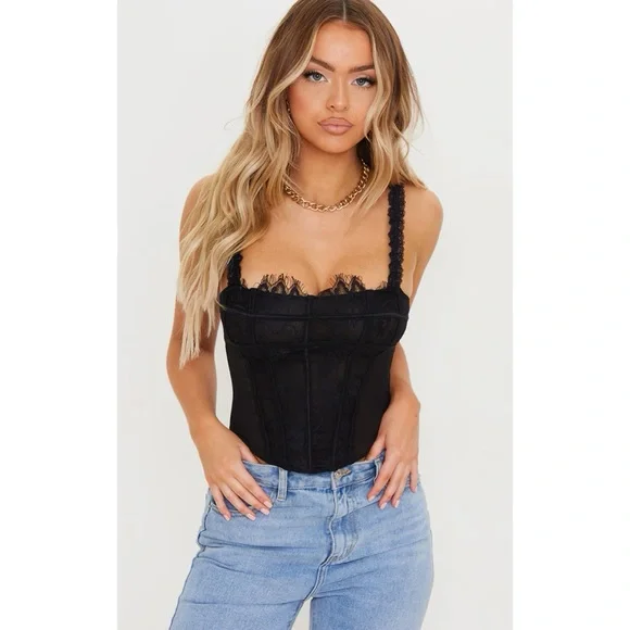 PrettyLittleThing – Black Lace Bustier – NWT – Size 8 - Picture 6 of 7